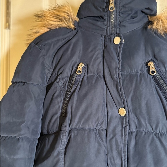 Nautica Dark Blue Puffer Jacket with Faux Fur Hood - Picture 2 of 9